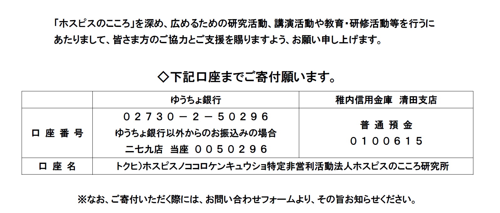 寄付のお願い